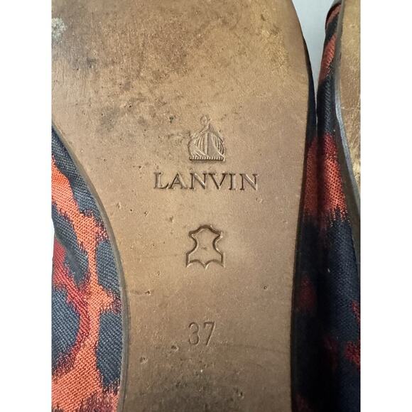 LANVIN Paris Women’s 6 Black Red Leopard Print Lambskin Fabric Ballet Flats EUC - Picture 6 of 11